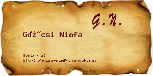 Gácsi Nimfa névjegykártya